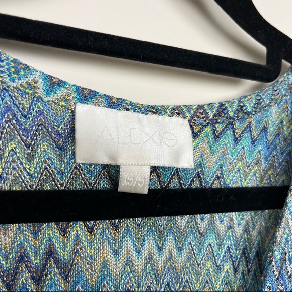 ALEXIS PONCHO COVER UP IN BLUE AND GREEN WITH WHITE FRINGE TRIM SIZE XS/S - Picture 8 of 13